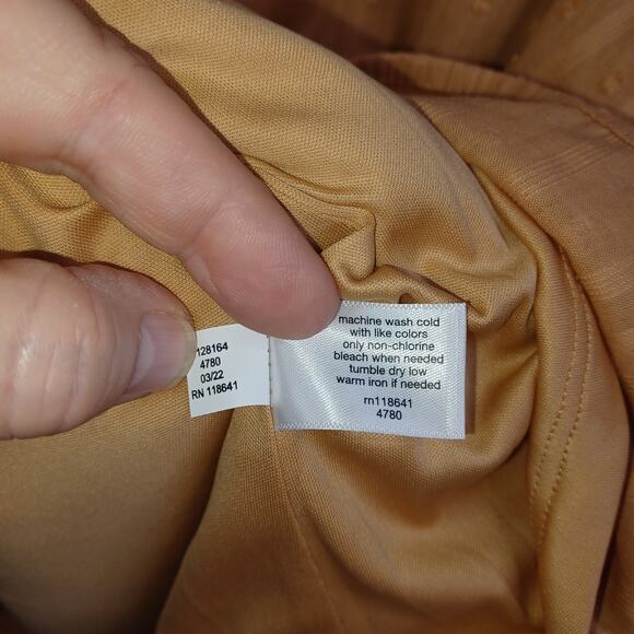 Lane Bryant Women Boho Tie Neck Top Plus Sz 20 Mustard Clip Dot Peplum Coquette - Picture 9 of 11